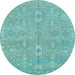 Round Abstract Light Blue Modern Rug, abs1743lblu