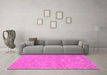 Machine Washable Abstract Pink Modern Rug in a Living Room, wshabs1743pnk