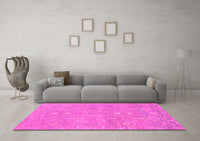 Machine Washable Abstract Pink Modern Rug, wshabs1743pnk