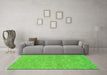 Machine Washable Abstract Green Modern Area Rugs in a Living Room,, wshabs1743grn