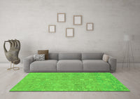 Machine Washable Abstract Green Modern Rug, wshabs1743grn