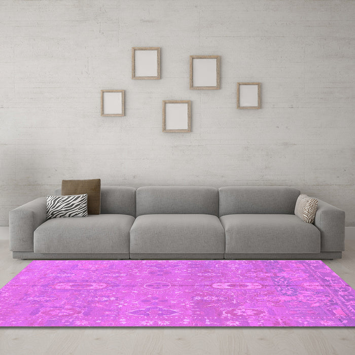 Machine Washable Abstract Purple Modern Area Rugs in a Living Room, wshabs1743pur