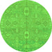 Round Machine Washable Abstract Green Modern Area Rugs, wshabs1743grn