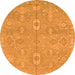 Round Machine Washable Abstract Orange Modern Area Rugs, wshabs1743org