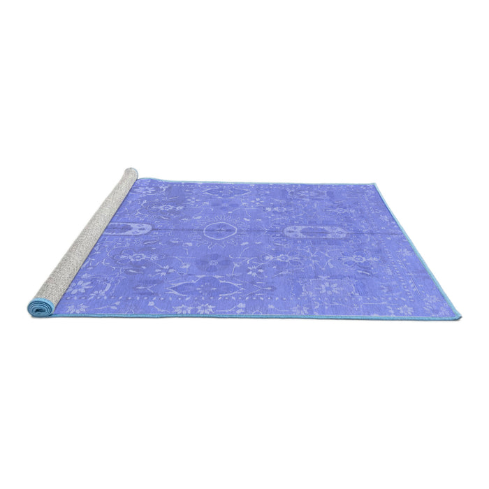 Sideview of Machine Washable Abstract Blue Modern Rug, wshabs1743blu