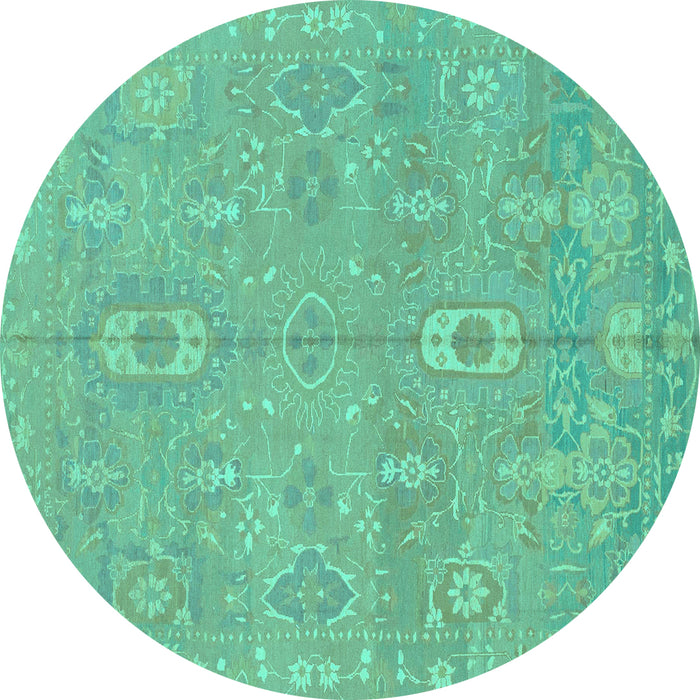 Round Machine Washable Abstract Turquoise Modern Area Rugs, wshabs1743turq