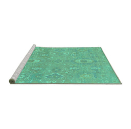Sideview of Machine Washable Abstract Turquoise Modern Area Rugs, wshabs1743turq
