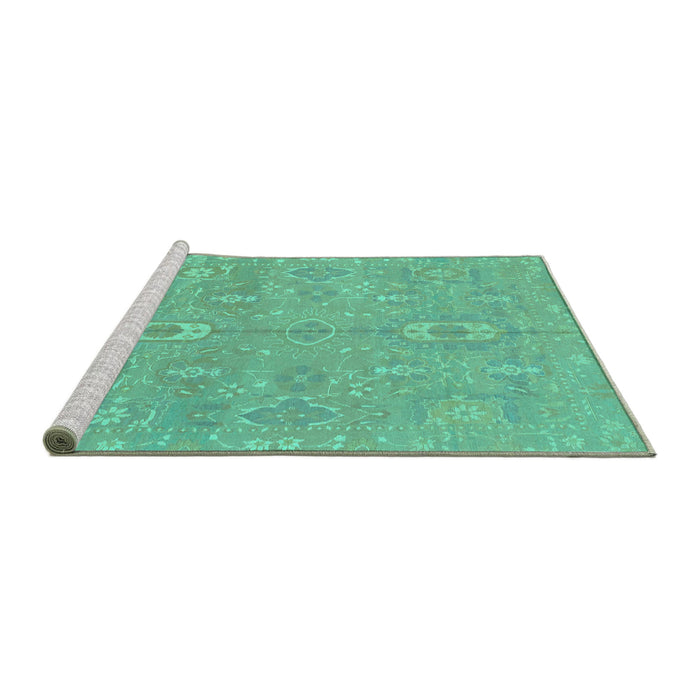 Sideview of Machine Washable Abstract Turquoise Modern Area Rugs, wshabs1743turq