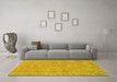 Machine Washable Abstract Yellow Modern Rug in a Living Room, wshabs1743yw