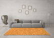 Machine Washable Abstract Orange Modern Area Rugs in a Living Room, wshabs1743org