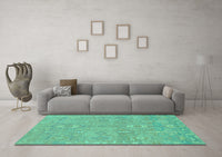 Machine Washable Abstract Turquoise Modern Rug, wshabs1743turq