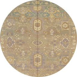 Round Abstract Orange Brown Modern Rug, abs1743