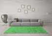 Machine Washable Abstract Emerald Green Modern Area Rugs in a Living Room,, wshabs1744emgrn