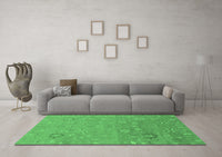 Machine Washable Abstract Emerald Green Modern Rug, wshabs1744emgrn