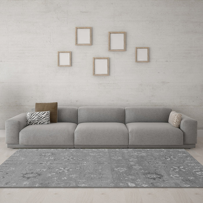 Machine Washable Abstract Gray Modern Rug in a Living Room,, wshabs1744gry
