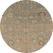 Round Abstract Dark Almond Brown Modern Rug, abs1744