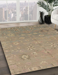 Abstract Dark Almond Brown Modern Rug, abs1744