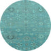 Round Abstract Light Blue Modern Rug, abs1744lblu