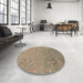 Round Abstract Dark Almond Brown Modern Rug in a Office, abs1744