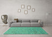 Machine Washable Abstract Turquoise Modern Area Rugs in a Living Room,, wshabs1744turq