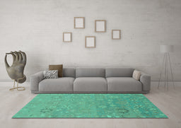 Machine Washable Abstract Turquoise Modern Area Rugs in a Living Room,, wshabs1744turq