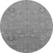 Round Machine Washable Abstract Gray Modern Rug, wshabs1744gry