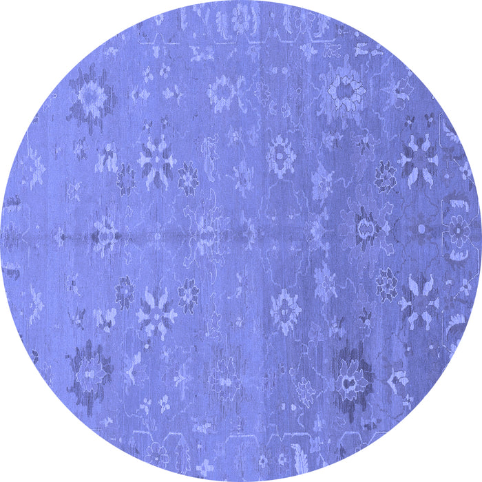 Round Abstract Blue Modern Rug, abs1744blu