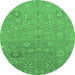 Round Abstract Emerald Green Modern Rug, abs1744emgrn