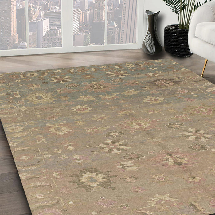 Abstract Dark Almond Brown Modern Rug in Family Room, abs1744