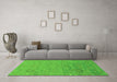 Machine Washable Abstract Green Modern Area Rugs in a Living Room,, wshabs1744grn