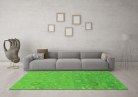 Machine Washable Abstract Green Modern Rug, wshabs1744grn