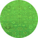 Round Machine Washable Abstract Green Modern Area Rugs, wshabs1744grn