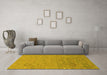 Machine Washable Abstract Yellow Modern Rug in a Living Room, wshabs1744yw