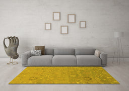 Machine Washable Abstract Yellow Modern Rug in a Living Room, wshabs1744yw