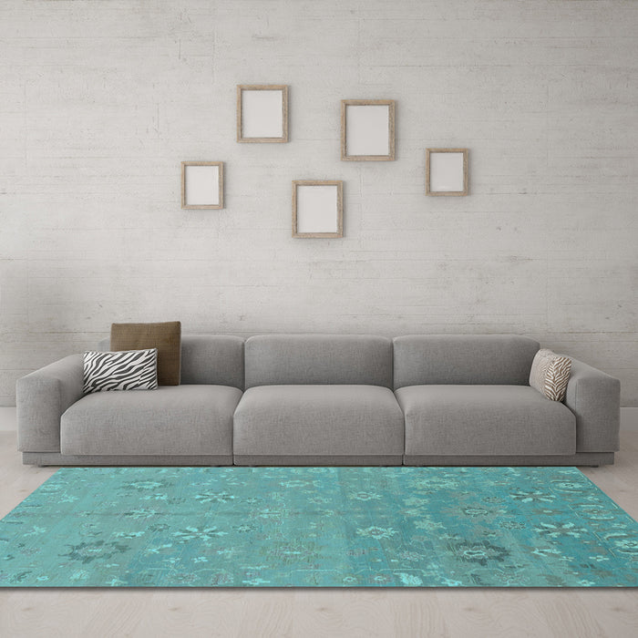 Machine Washable Abstract Light Blue Modern Rug in a Living Room, wshabs1744lblu