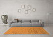 Machine Washable Abstract Orange Modern Area Rugs in a Living Room, wshabs1744org