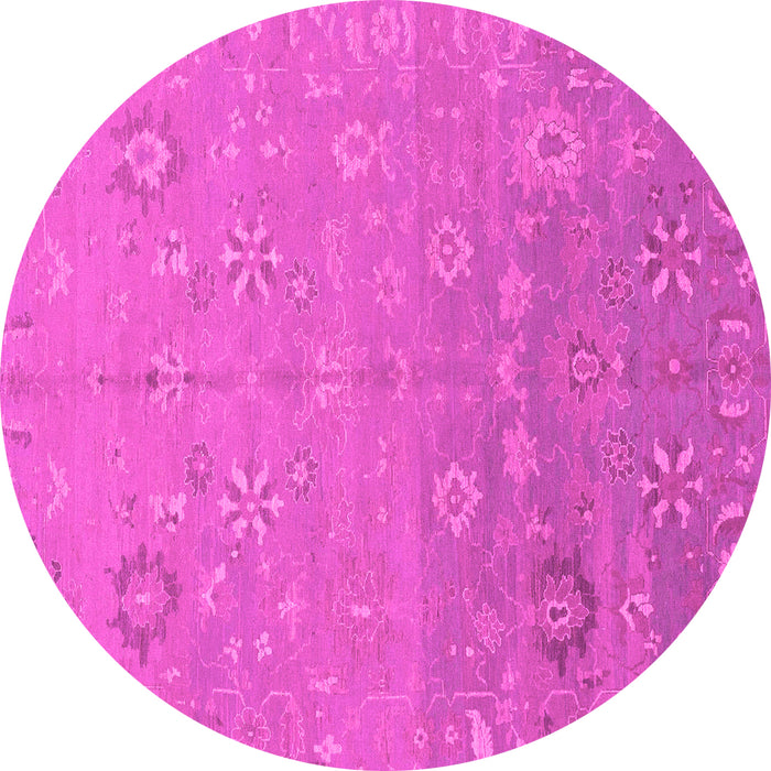 Round Machine Washable Abstract Pink Modern Rug, wshabs1744pnk