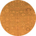 Round Abstract Orange Modern Rug, abs1744org