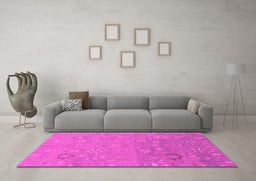 Machine Washable Abstract Pink Modern Rug in a Living Room, wshabs1744pnk