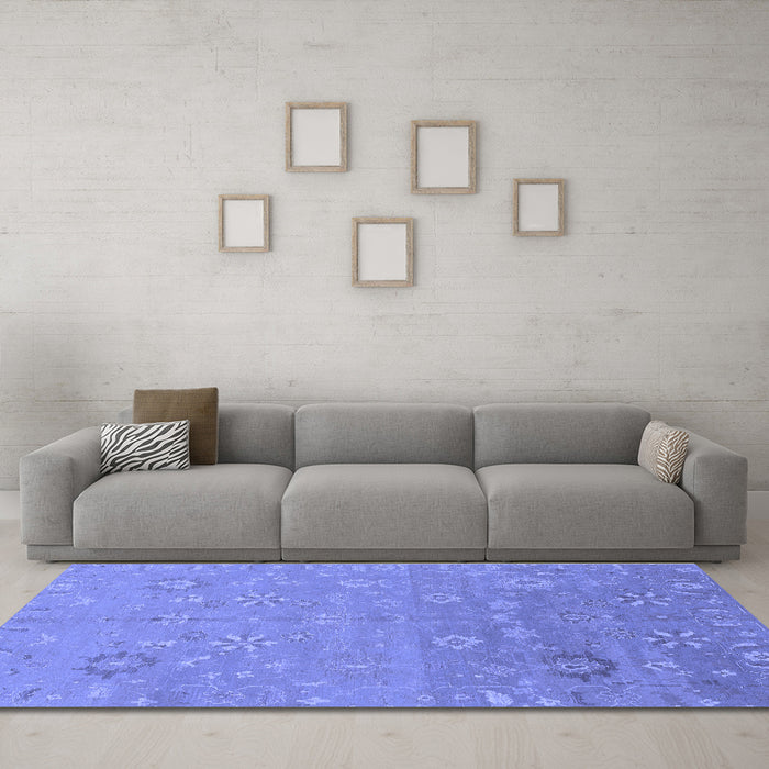 Machine Washable Abstract Blue Modern Rug in a Living Room, wshabs1744blu