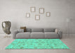 Machine Washable Abstract Turquoise Modern Area Rugs in a Living Room,, wshabs1745turq