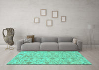 Machine Washable Abstract Turquoise Modern Rug, wshabs1745turq