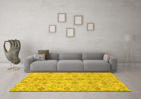 Machine Washable Abstract Yellow Modern Rug, wshabs1745yw