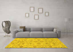 Machine Washable Abstract Yellow Modern Rug in a Living Room, wshabs1745yw