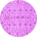 Round Machine Washable Abstract Purple Modern Area Rugs, wshabs1745pur