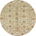 Round Machine Washable Abstract Brown Rug, wshabs1745