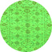 Round Machine Washable Abstract Green Modern Area Rugs, wshabs1745grn