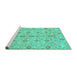 Sideview of Machine Washable Abstract Turquoise Modern Area Rugs, wshabs1745turq