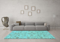 Machine Washable Abstract Light Blue Modern Rug, wshabs1745lblu