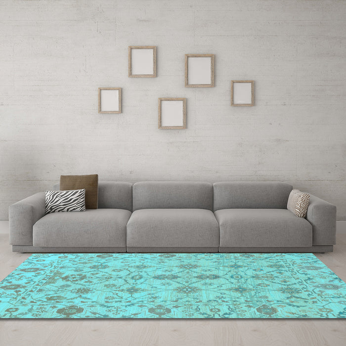 Machine Washable Abstract Light Blue Modern Rug in a Living Room, wshabs1745lblu
